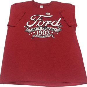 Mens XL Red Ford Motor Company 1903 Crew Neck T-Shirt | Short Sleeve | Tee